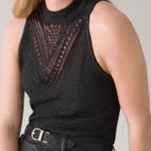 White House Black Market Black Textured Knit Tank